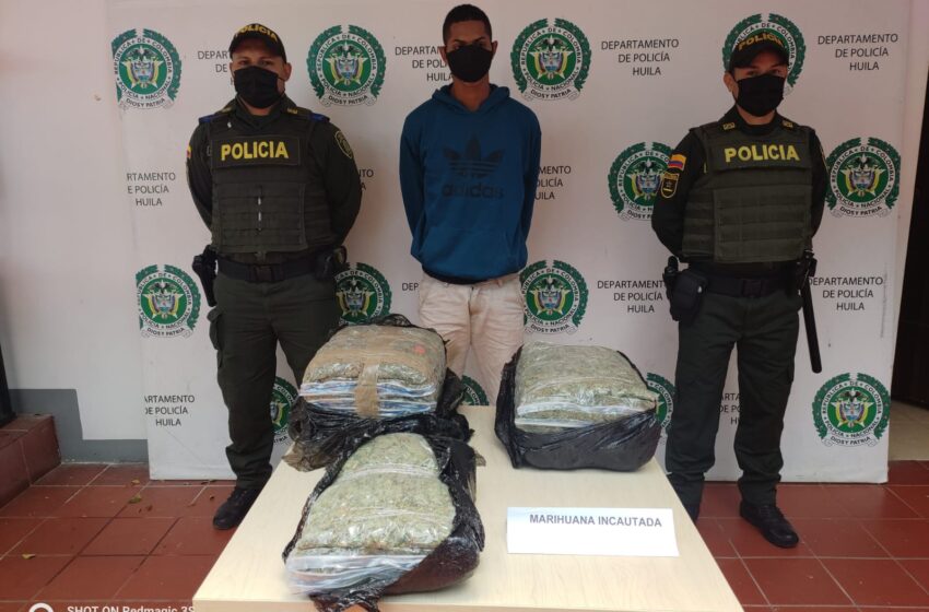  En Tarqui un hombre fue capturado por la policía con 12 kilos de marihuana